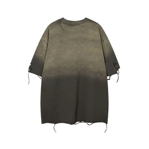 T-shirt en jersey de coton pour hommes grandes tailles, vierge, effet vieilli, avec logo brodé appliqué sur le devant, respirant, vente en gros - Product Image 2