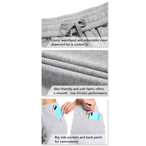Shorts en molleton de coton pour femme à prix abordable, doux, respirants, avec taille élastique et cordon de serrage, décontractés, pour l'entraînement et le sport, avec poches - Product Image 2