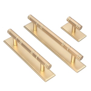 Manijas de latón elegantes para gabinetes con placa posterior, manijas duraderas y con estilo para muebles, herrajes para cajones de cocina y manijas para puertas. - Product Image 1