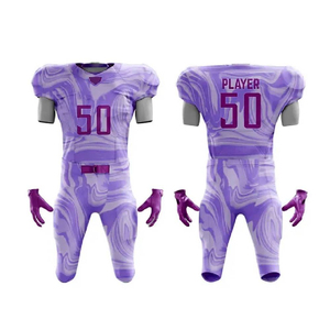 Uniforme de football américain professionnel de haute qualité pour adultes, personnalisé, bicolore, imprimé par transfert thermique, respirant, 100% polyester, pour équipe - Product Image 5