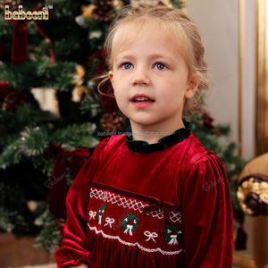 ODM vente en gros filles décontracté automne velours vacances robe smocké broderie 100% coton Mini robe faite Vietnam DR4295 pour - Product Image 2