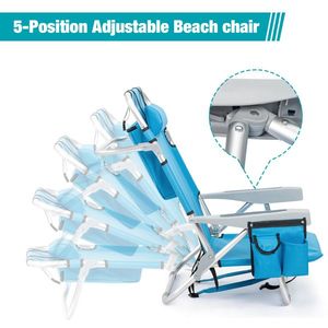 63*65*82cm Short Oxford Cloth Silver White Aluminum Tube Bearing 100kg Blue Beach Chair - Product Image 3