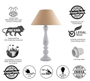 White PVC <b>Cordless</b> Pillar <b>Table</b> <b>Lamp</b> Decorative Bedside Desk Light European Style Living Room Bedroom Tabletop Indoor Use - Product Image 5