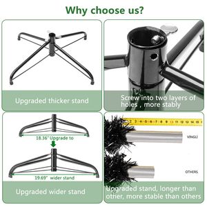 Albero di Natale di Lusso in PVC Preilluminato, 2,4m, 1050 Rami, Nero con Supporto in Metallo, Stile Premium per Decorazioni Festive - Product Image 3