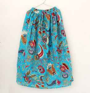 Falda estampada 100% algodón para mujer, falda estampada con efecto arrugado, cintura elástica y cierre con cordón. - Product Image 3