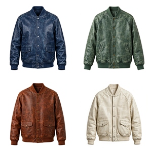 Chaqueta Bomber Varsity de Cuero PU para Hombre, de Bajo Precio, con Mangas de Cuero en Contraste, Estilo Letterman Universitario, Económica - Product Image 6
