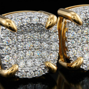 Luxury 18K Gold Filled <b>Diamond</b> Stud <b>Earrings</b> Geometric Micro Pave Round Brilliant Cut Unisex Everyday Wear - Product Image 3