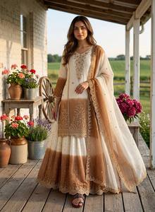 Launching New Designer Party Wear Look Pur Heavy Star Georgette <b>Top</b> Plazzo & Dupatta Set - Product Image 2