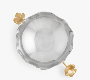 Elegant Handmade Metal Flower Bowl With Gold Leaf <b>Legs</b> Decorative Centerpiece For <b>Table</b> And Counter Display - Product Image 3