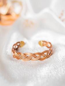 Belladec Women's Handwoven <b>Copper</b> Braided Cuff Bracelet Adjustable Artisan Elegant Handmade Classic Statement Jewelry Crafted - Product Image 3