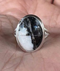 Plata de Ley 925, anillo de jaspe de cebra negra, anillo de piedras preciosas de jaspe, anillo de lujo, anillo hermoso, anillo de mujer - Product Image 5
