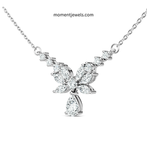 Collier Pendentif en Argent Sterling 925 avec Moissanite Coupe Poire Sertie Griffe, Chaîne à Maillons, Bijou Floral de Mariage pour Femme, Idéal Cadeau - Product Image 4