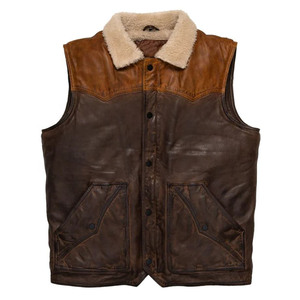 SANCHAL INTERNATIONAL Custom Logo Plus Size Men's Breathable Winter Woolen Cowhide <b>Leather</b> Formal Vest Zipper Closure Warm - Product Image 1