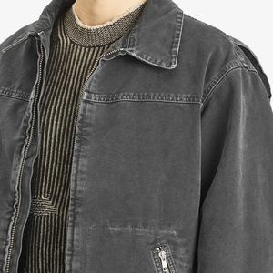 Veste en jean en toile 100 % coton de haute qualité, fabrication sur mesure, respirante, avec poches zippées, col rabattu pour homme, veste de travail - Product Image 5