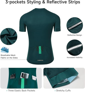 Maillot de cyclisme sublimé pour homme à manches courtes, haut de gamme pour vélo de route, avec fermeture éclair intégrale et poches - Product Image 5