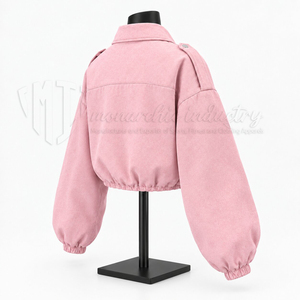 Chaqueta Bomber Corta para Mujer al por Mayor, Color Rosa, Chaqueta Casual de Moda, Ropa de Calle Personalizada - Product Image 4