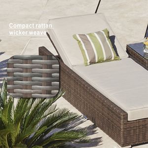 Set di Lettini Prendisole in Rattan da Esterno con Cuscini e Tavolino, Comodo Set Chaise Longue - Product Image 6