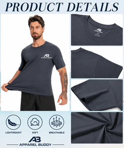 T-shirt décontracté pour homme AMY Brand, 100 % coton, manches courtes, uni, respirant, coupe classique, logo personnalisé brodé sur le devant, vente en gros - Product Image 5