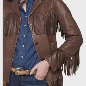 Oem Wholesale New Fashionable Women's Sheep Skin Leather Fringe Knitted Winter <b>Heated</b> <b>Jackets</b> Plus Size - Product Image 5