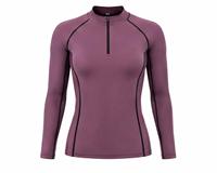 Haut de bain pour femme à manches longues, anti-UV, tendance, violet, avec fermeture éclair et bordure noire, séchage rapide, respirant, écologique, pour activités de plein air