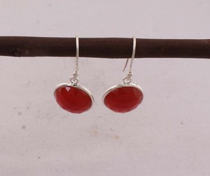 Boucles d'oreilles pendantes en onyx rouge naturel, argent sterling 925 massif, faites à la main, style vintage de luxe, pour mariage, anniversaire, cadeau, fête - Product Image 4