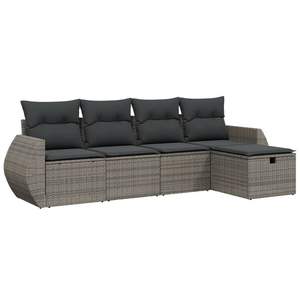 Conjunto de Muebles de Jardín de Mimbre Sintético Gris Modular Grande con Estructura de Acero - Product Image 2