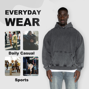 Sweat à capuche surdimensionné personnalisé pour homme, en tissu éponge solide 500 GSM, avec logo, 100% coton, style streetwear vintage, effet délavé à l'acide - Product Image 3