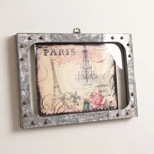 Cadre photo rectangulaire en fer et verre, design artisanal, décoration d'intérieur, cadeau de mariage PF999 - Product Image 3