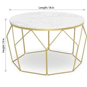 <b>Round</b> Marble Coffee <b>Table</b> <b>Gold</b> Tone Metal Coffee Center <b>Table</b> Modern Living Room Furniture Custom Coffee <b>Table</b> For Office Use - Product Image 6