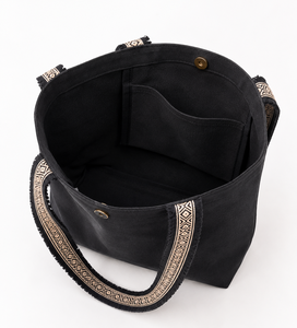Black <b>Canvas</b> Tote Bag Strap Shoulder Crossbody Handbag Large Capacity Casual Travel <b>Shopper</b> - Product Image 4