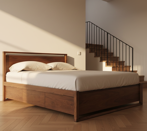 Alpen Teak <b>Queen</b>/King Soft <b>Bed</b> Platform <b>Bed</b> <b>Frame</b> Built-in Storage Durable Eco-Friendly Solid Wood Modern Bedroom Furniture - Product Image 3