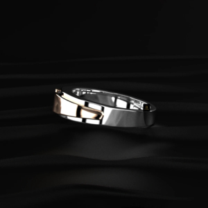 Anillo de Compromiso para Hombre con Diamante Cultivado en Laboratorio de Corte Brillante Redondo de 0.50 Quilates, Dos Tonos, Certificado IGI, Oro y Plata, Elegante para Boda - Product Image 3