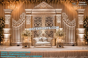 Escenario de Boda Asiático Profesional de Lujo con Diseño Moderno para Ventanas, Estructura Trasera Ligera de Fibra de Vidrio para Escenarios de Boda - Product Image 3
