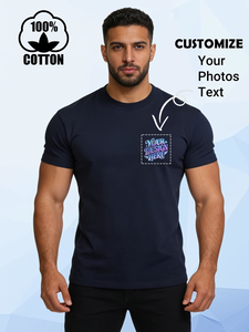 Custom Men's 100% Cotton Short Sleeve T-Shirt With Front And <b>Back</b> Print Design Regular Fit O-Neck Casual Jersey Knitted Style - Product Image 4