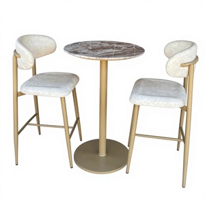Arvind Art Modern Nordic Velvet Upholstered Bar <b>Stools</b> Set Wooden Legs Commercial Furniture for Cafe Hotel Kitchen <b>Dining</b> Room - Product Image 1
