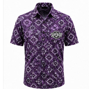 เสื้อเชิ้ตผู้ชายพิมพ์ลายผ้าฝ้ายผสมสุดหรู สวมใส่สบายในชีวิตประจำวัน พร้อมการตัดเย็บอย่างมีระดับ เสื้อเชิ้ตพิมพ์ลายกราฟิกสำหรับผู้ชาย - Product Image 1