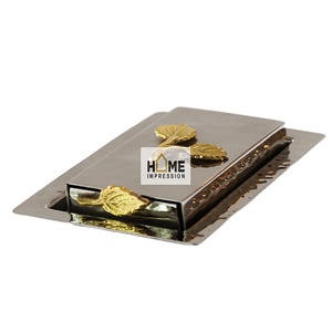 Plateaux de boîte à mouchoirs en métal doré à dessus de feuille nouveaux plateaux d'acier inoxydable en métal de concepteur de luxe pour l'usage de noce dans le prix concurrentiel - Product Image 1