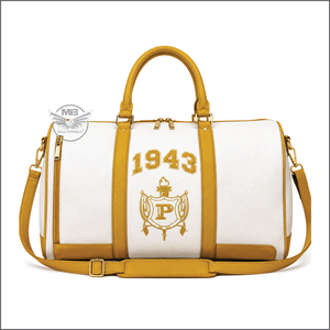 กระเป๋าดัฟเฟิลสีขาว Philo White Gold รุ่น 1943 พร้อมซิปปิดแบบ Crest สำหรับเดินทางช่วงสุดสัปดาห์ ทำจากผ้าแคนวาสที่ทนทาน - Product Image 1