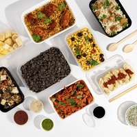 Transparante PP rechthoekige voedselcontainer met deksel voor Cloud Kitchen en restaurants, herbruikbare container voor voedselbezorging
