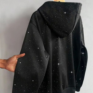เสื้อฮู้ดดี้พรีเมียมประดับคริสตัลแบบซิป ดีไซน์ทันสมัย สไตล์ลำลองแนวสตรีท ทรงโอเวอร์ไซส์ รับผลิตแบบ OEM สำหรับทุกเพศ - Product Image 3