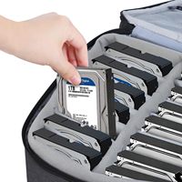Étui de rangement rigide pour disques durs de 3,5 pouces, boîte de transport pour disques durs de grande capacité à 14 baies avec serrure, diviseurs mobiles, pochette rembourrée