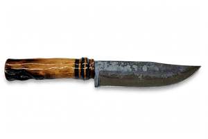 <b>Hand</b> Forged High Carbon Steel Fixed Blade Utility Knife DIY OEM Custom Burl Wood Handle Gloss Finish EDC <b>Tool</b> - Product Image 4