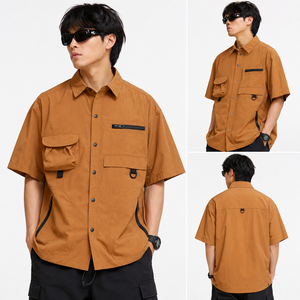 2025 Unisex Heavy Weight Polyester/Cotton Short Sleeve Tuxedo <b>Shirts</b> High Fashion TWILL Fabric Custom Collar Casual Breathable - Product Image 3