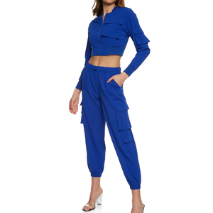 Hoodie court d'hiver pour femme, tendance, avec col montant et logo frontal, coupe décontractée en polaire pour tenues décontractées branchées - Product Image 3