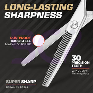 Ciseaux de coiffure en acier inoxydable de qualité supérieure, tendance et durables, pour une coupe fluide avec repose-doigts confortable - Product Image 4