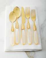 Ensemble de couverts en métal durable avec manches en résine, 4 pièces, couverts en acier inoxydable de qualité alimentaire, pour la table à manger