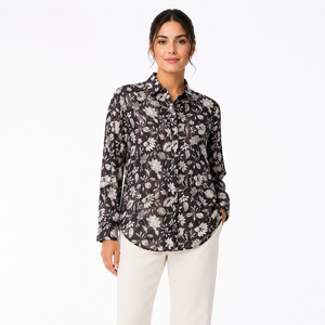 Hand Block Printed Casual Women's Floral Print Shirt Soft Cotton Fabric Button Down Collar Breathable Summer Red <b>White</b> Sale - Product Image 1