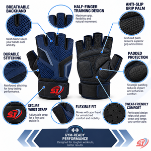 <b>Men</b>’s Breathable Weightlifting Gloves Custom Grip Palm Workout Gloves Supplier - Product Image 5