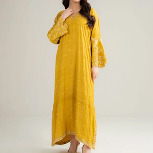 Robe longue pour femmes, style musulman, manches longues, coupe ample, respirante, style Dubaï, tenue décontractée pour les fêtes, robe longue élégante pour femmes - Product Image 1