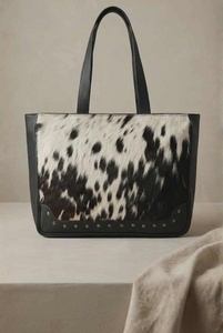 Bolso Tote de Cuero Genuino de Lujo al por Mayor, con Pelo de Vaca, Cierre Abierto, Bordado, para Mujer, Verano-Otoño, LHTB-0032 - Product Image 3